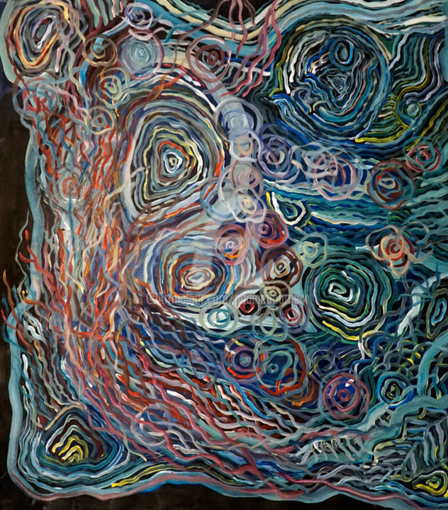 Painting titled "Galactic Energy" by Nadine Bourneix, Original Artwork, Acrylic