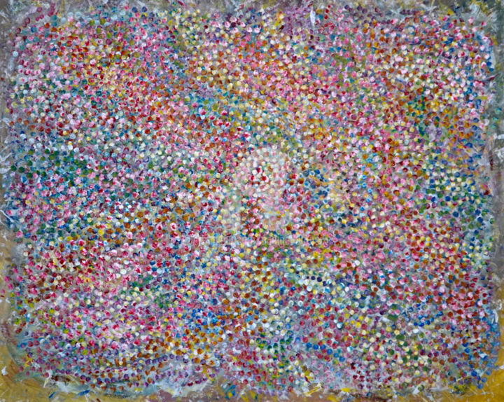 Painting titled "Strawberry Field" by Nadine Bourneix, Original Artwork, Acrylic