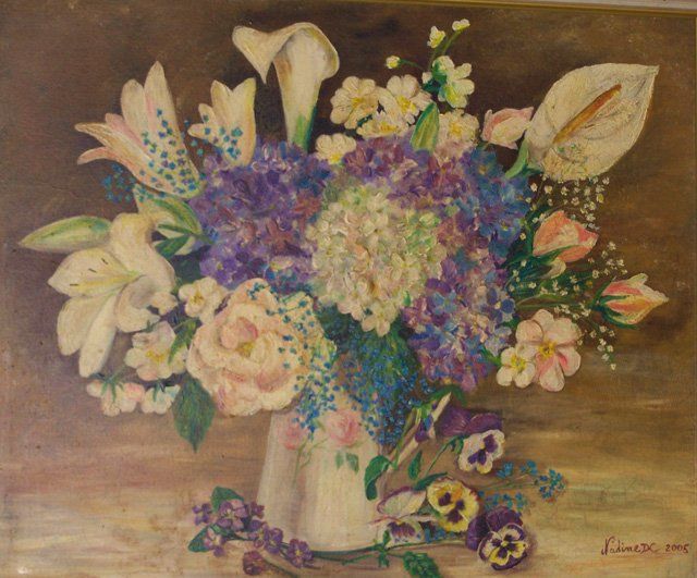 Peinture intitulée "bouquet de fleurs" par Nadine Coffinier, Œuvre d'art originale