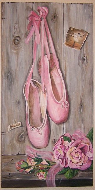 Peinture intitulée "Les chaussons roses" par Nadine Coffinier, Œuvre d'art originale, Acrylique