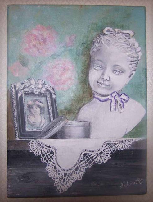 Painting titled "Le petit buste" by Nadine Coffinier, Original Artwork, Acrylic