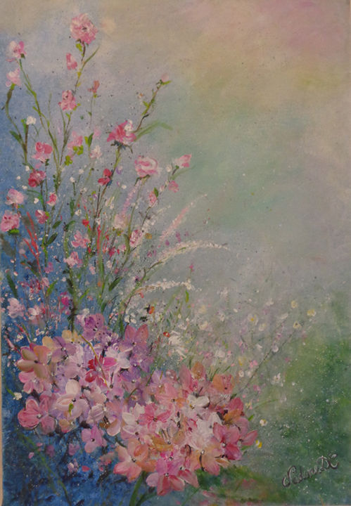 Painting titled "bouquet." by Nadine Coffinier, Original Artwork, Acrylic