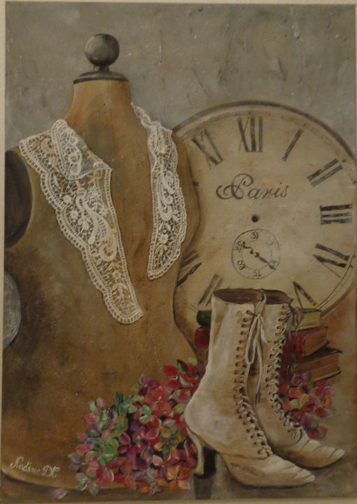 Painting titled "Le temps passé" by Nadine Coffinier, Original Artwork, Acrylic