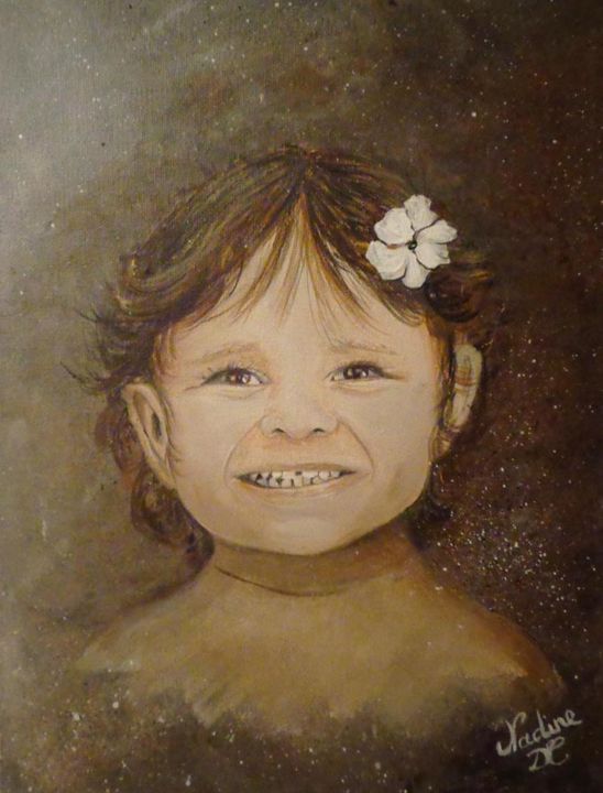Painting titled "cassy ma petite fil…" by Nadine Coffinier, Original Artwork