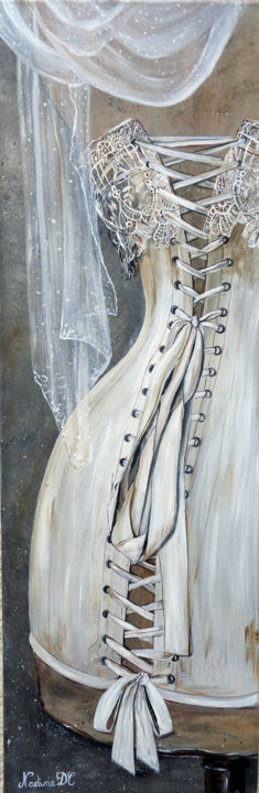 Painting titled "Le corset" by Nadine Coffinier, Original Artwork, Acrylic