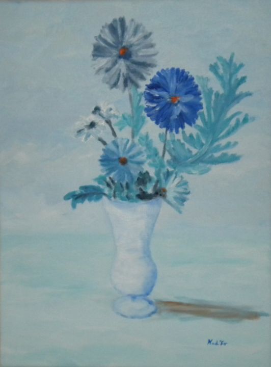 Peinture intitulée "BOUQUET BLEU 2" par Nad-Ev, Œuvre d'art originale