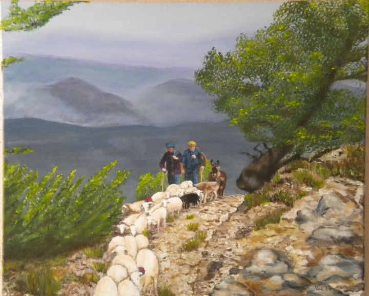 Peinture intitulée "LES BERGERS" par Nad-Ev, Œuvre d'art originale