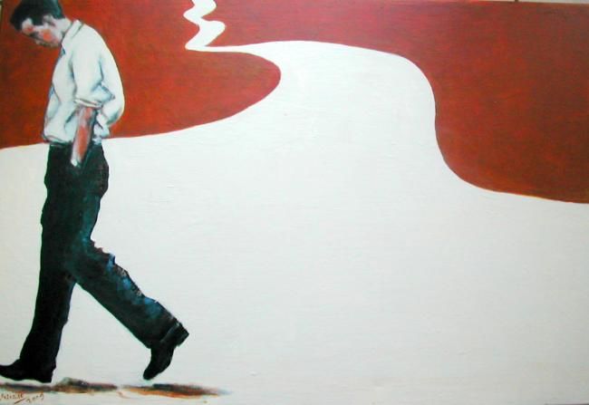 Ζωγραφική με τίτλο "Businessman blues" από Nadine Nicaise, Αυθεντικά έργα τέχνης, Λάδι