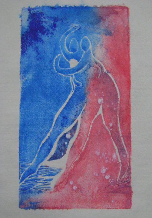 Gravures & estampes intitulée ""don't let me down…" par Nadine Trescartes (fildefériste), Œuvre d'art originale, Linogravures