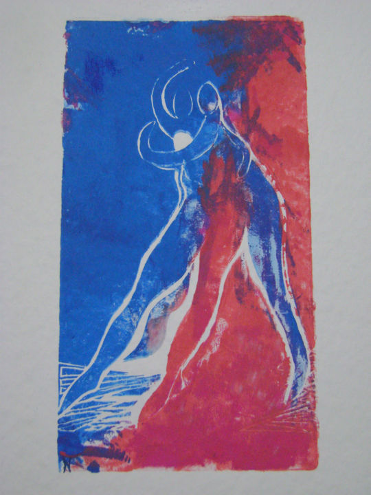 Printmaking titled ""je ne te laisserai…" by Nadine Trescartes (fildefériste), Original Artwork, Linocuts