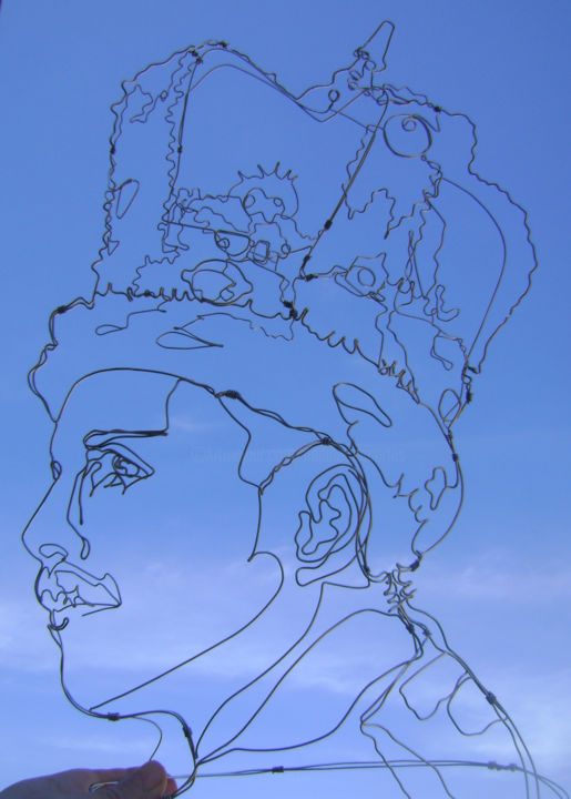 Scultura intitolato "Freddie Mercury" da Nadine Trescartes (fildefériste), Opera d'arte originale, Filo
