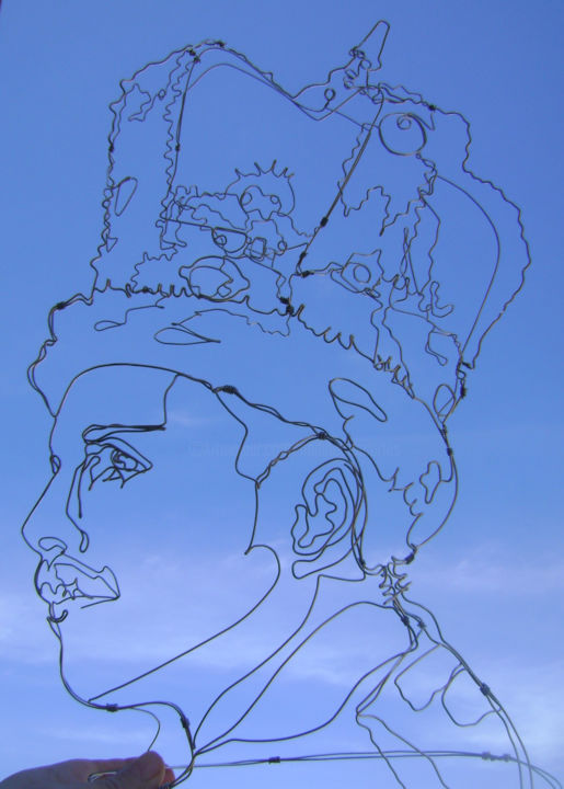 Sculpture titled "Freddie Mercury" by Nadine Trescartes (fildefériste), Original Artwork, Wire