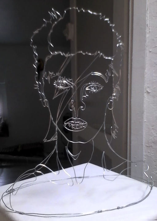 Sculpture titled "David BOWIE" by Nadine Trescartes (fildefériste), Original Artwork, Wire