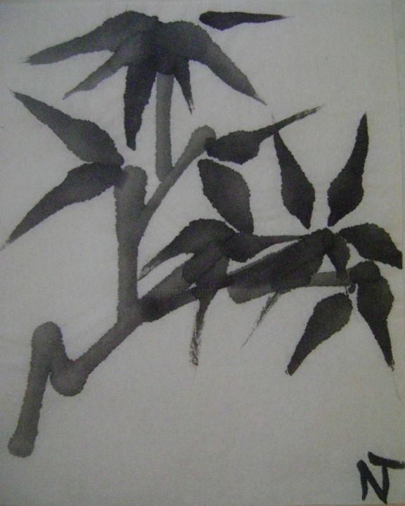 Dessin intitulée "Bambou4" par Nadine Trescartes (fildefériste), Œuvre d'art originale, Encre