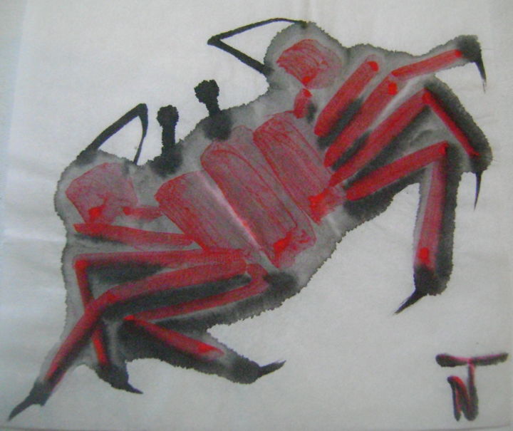 Dessin intitulée "Crabe7" par Nadine Trescartes (fildefériste), Œuvre d'art originale, Encre