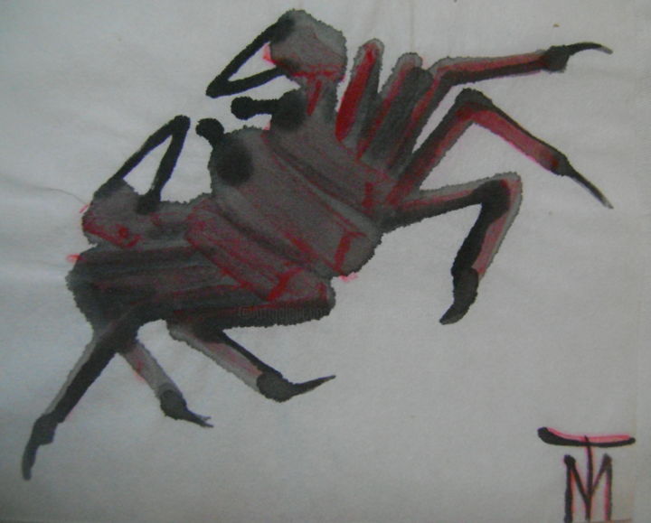 Drawing titled "Crabe9" by Nadine Trescartes (fildefériste), Original Artwork, Ink