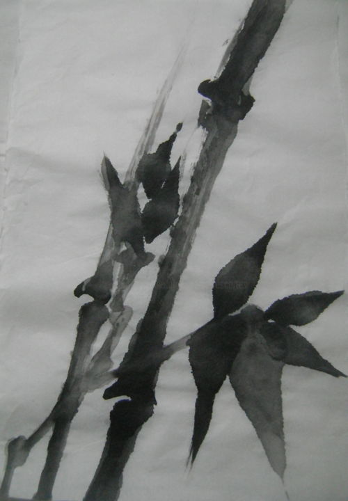 Disegno intitolato "Grand bambou 2" da Nadine Trescartes (fildefériste), Opera d'arte originale, Inchiostro