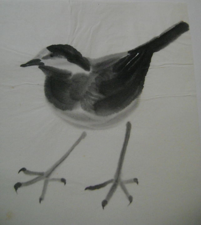 Tekening getiteld "L'oiseau" door Nadine Trescartes (fildefériste), Origineel Kunstwerk, Inkt
