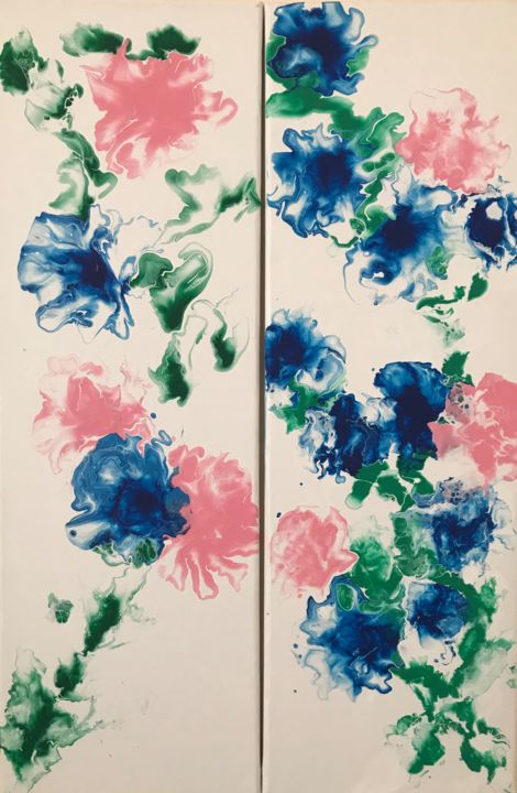 Pintura titulada "Flowering" por Nadia Voro, Obra de arte original, Acrílico Montado en Bastidor de camilla de madera