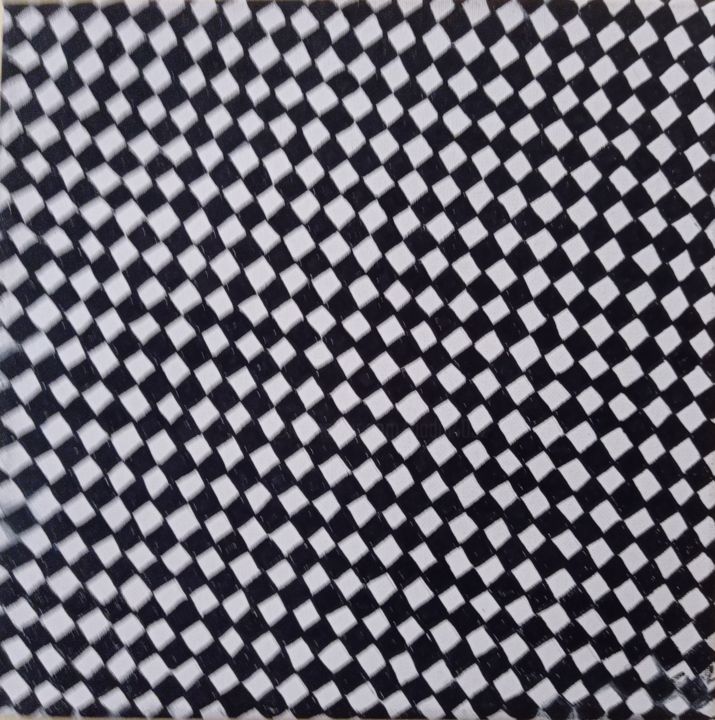 Peinture intitulée "Losanges blancs et…" par Nadia Espi, Œuvre d'art originale, Stylo gel