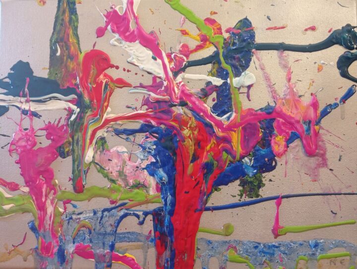 Peinture intitulée "Le monde d'en haut.…" par Nadia Espi, Œuvre d'art originale, Acrylique