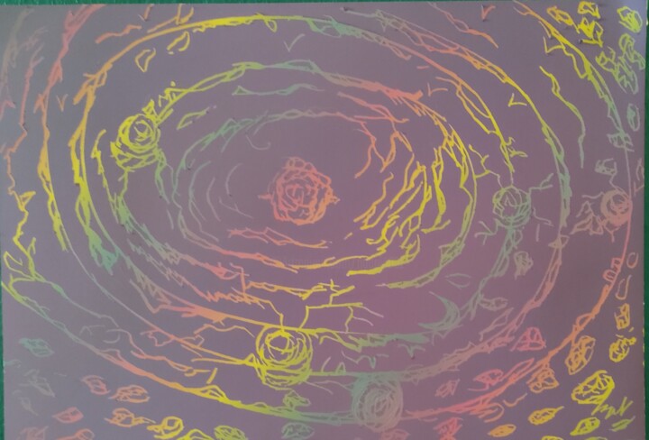 Pittura intitolato "Autres systèmes sol…" da Nadia Espi, Opera d'arte originale, Scratchboard