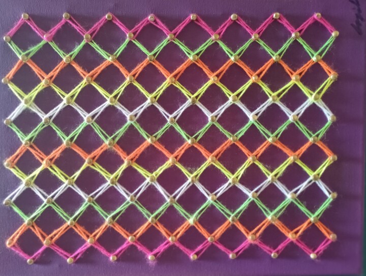 Art textile intitulée "Formes géométriques…" par Nadia Espi, Œuvre d'art originale, Fil