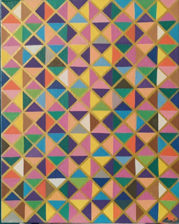 Peinture intitulée "Harmonie de couleurs" par Nadia Espi, Œuvre d'art originale, Stylo gel