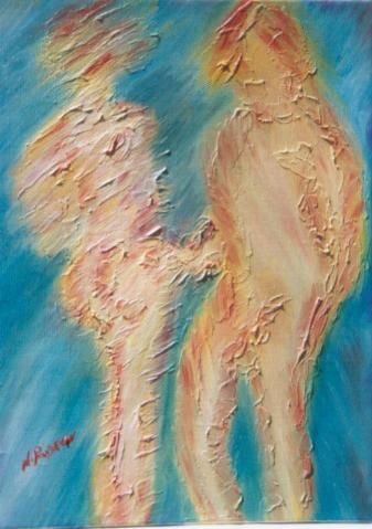 Peinture intitulée "duo" par Nadine Poidevin, Œuvre d'art originale, Huile