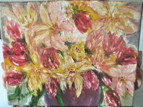 Peinture intitulée "tulipes" par Nadine Poidevin, Œuvre d'art originale