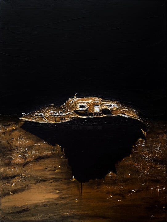 Painting titled "Titanic at the bott…" by Nady Navy, Original Artwork, Acrylic Mounted on Wood Stretcher frame