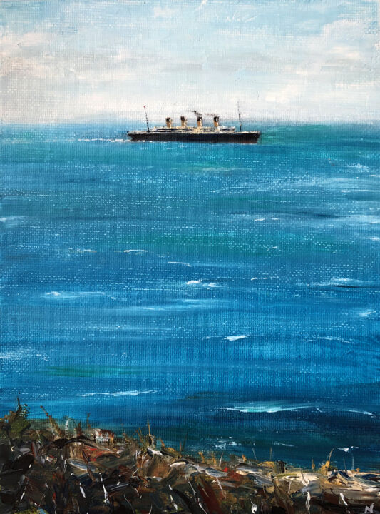 Peinture intitulée "Titanic leaves Quee…" par Nady Navy, Œuvre d'art originale, Huile Monté sur Carton