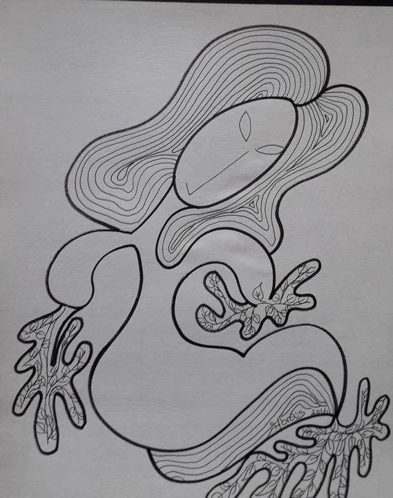 Dibujo titulada "Ménopause 1" por Nadya Abrous, Obra de arte original, Tinta
