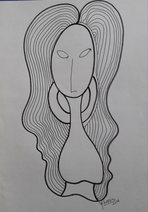 Dibujo titulada "Portrait" por Nadya Abrous, Obra de arte original, Tinta