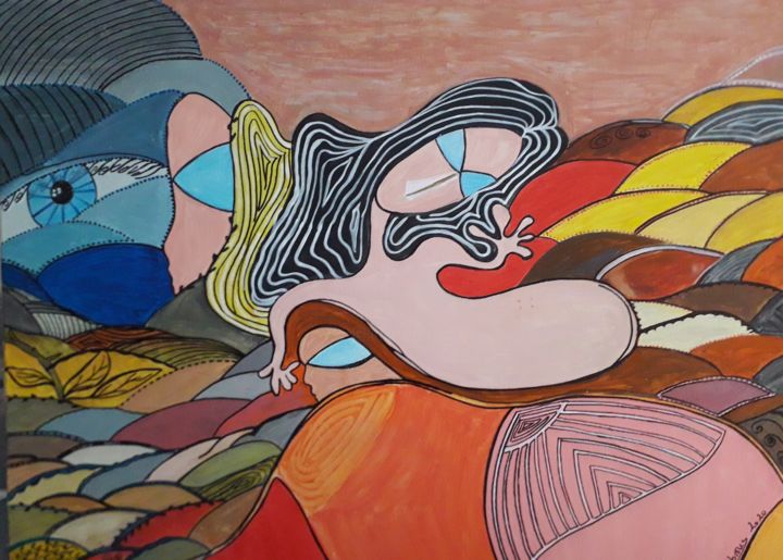 Peinture intitulée "Waves" par Nadya Abrous, Œuvre d'art originale, Acrylique