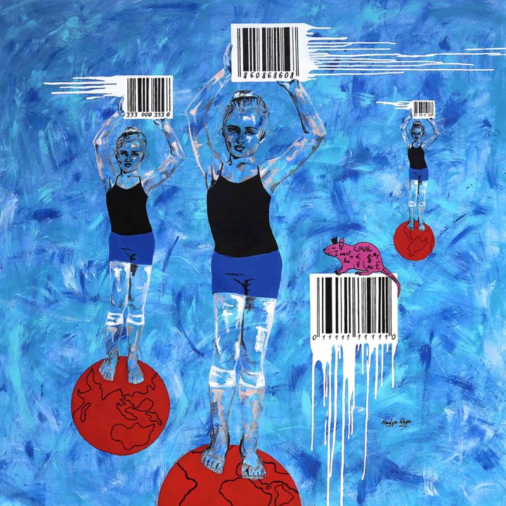 Painting titled "BARCODED" by Nadya Rego, Original Artwork, Acrylic
