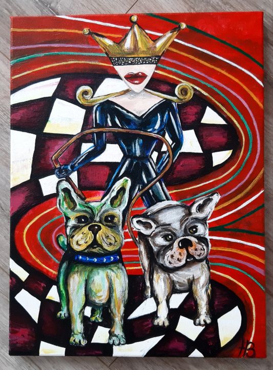 Картина под названием "Bulldogs" - Надія Собко, Подлинное произведение искусства, Акрил