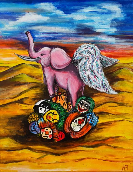 Картина под названием "Elephant, stereotyp…" - Надія Собко, Подлинное произведение искусства, Акрил