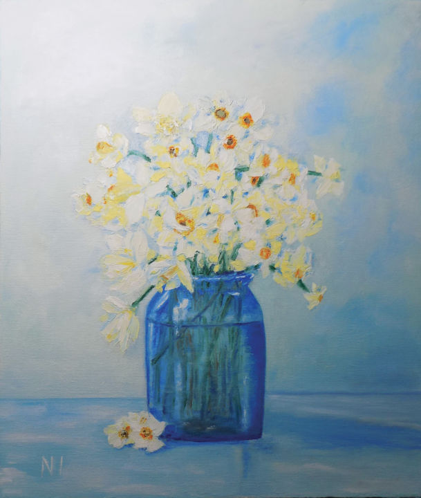 Painting titled "Spring" by Надежда Иванова, Original Art, Oil Mounted on Stretcher frame