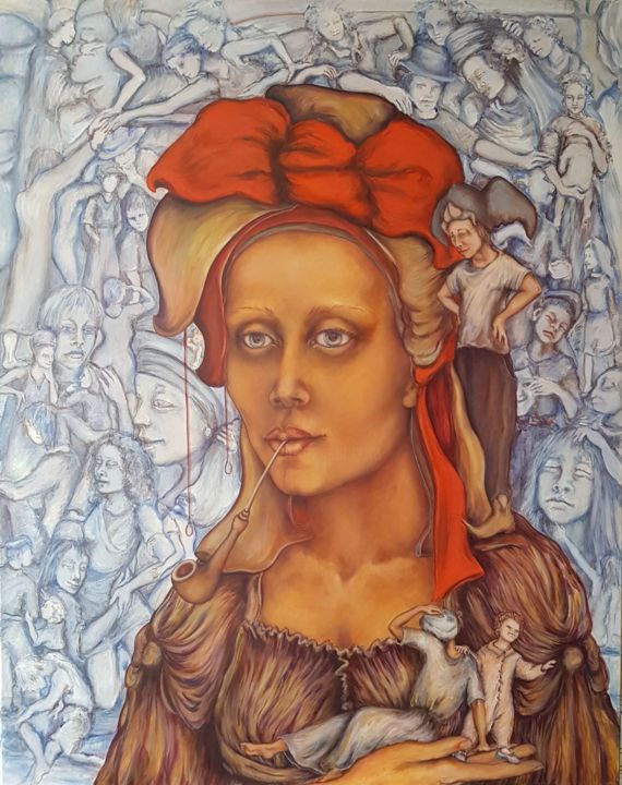 Painting titled "Anna Belle" by Nadyn Kuntz, Original Artwork, Oil Mounted on Wood Stretcher frame