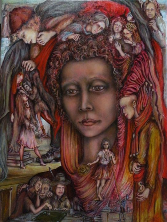 Peinture intitulée "La Jeune Fille et l…" par Nadyn Kuntz, Œuvre d'art originale, Huile Monté sur Châssis en bois