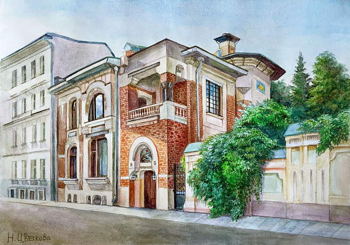 Painting titled "Особняк О. Листа. П…" by Nadezhda Tsvetkova, Original Artwork, Watercolor