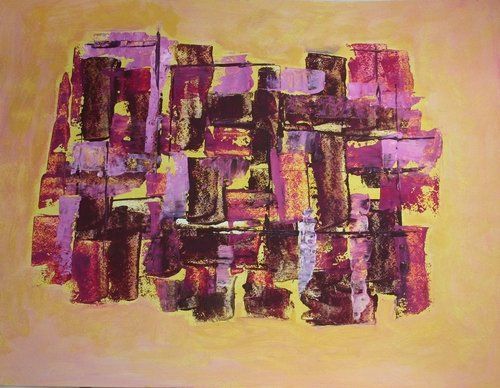 Peinture intitulée "Pink and purple abs…" par Nae De Brea, Œuvre d'art originale, Huile