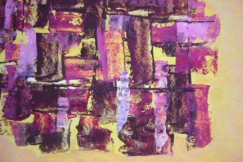 Pittura intitolato "Pink and purple abs…" da Nae De Brea, Opera d'arte originale, Olio