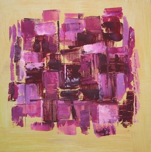 Peinture intitulée "Pink and purple abs…" par Nae De Brea, Œuvre d'art originale, Huile