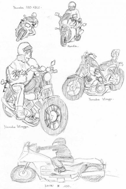 Drawing titled "Motos" by Nijpops Oihlsdn, Original Artwork