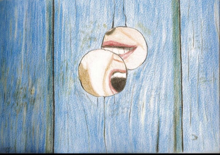 图画 标题为“loughing and yellin…” 由Nafiseh Jafary, 原创艺术品, 铅笔