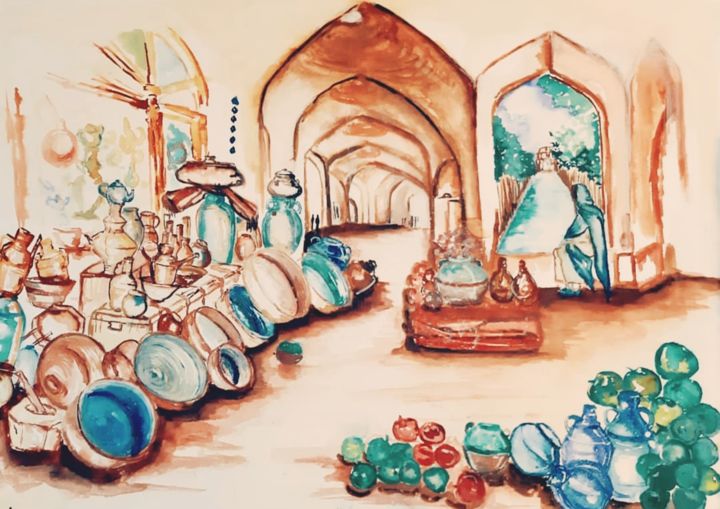 Pintura intitulada "Iran2" por Mousavi Rad Nafiseh, Obras de arte originais, Aquarela