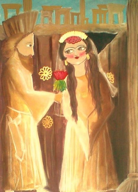 Картина под названием "an unusual gift" - Mousavi Rad Nafiseh, Подлинное произведение искусства