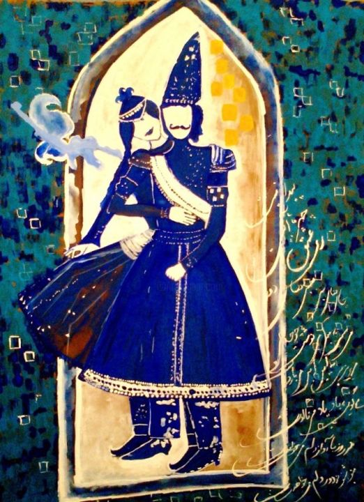 Pintura intitulada "mr sibil va hamsara…" por Nafis, Obras de arte originais